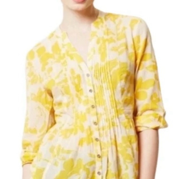 Anthropologie Maeve Pintuck Peplum Blouse - Picture 2 of 10